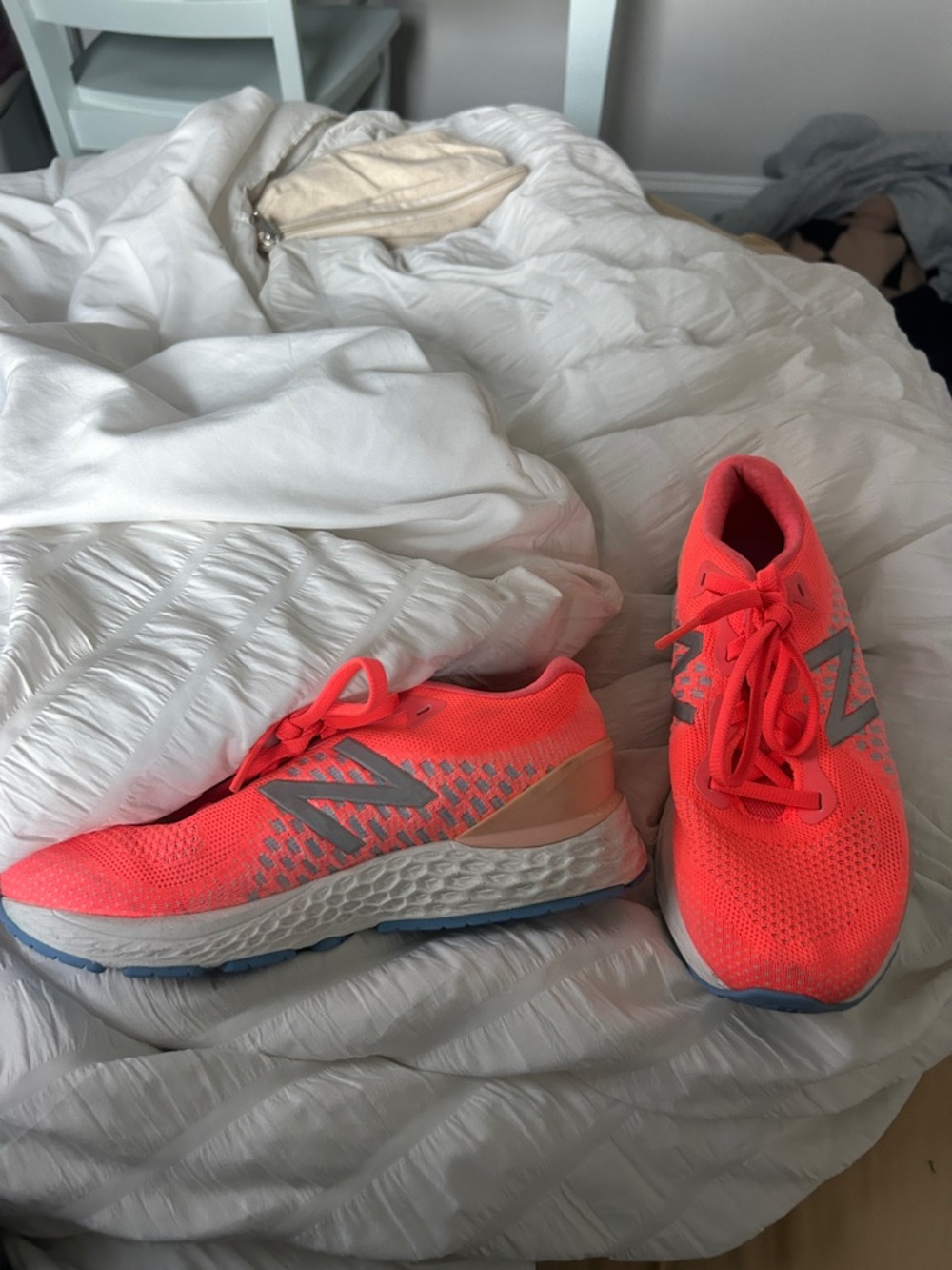 New Balance Women's Neon Coral Running Sneakers with Silver Logo